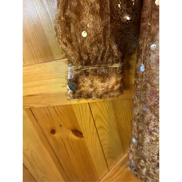 FREE PEOPLE Stars Align Mini Dress 4 Brown Golden Sequin Floral Embroidered nwt - Picture 14 of 14